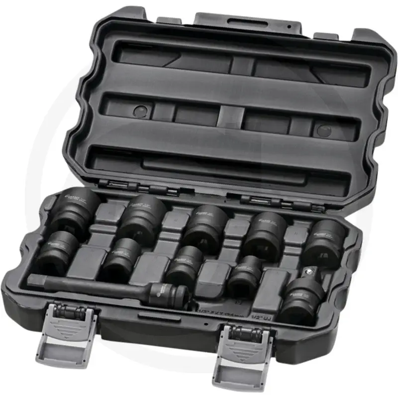 1/2" 6-kant krafttopper, sæt med 11 dele Granit black edition | Toppris