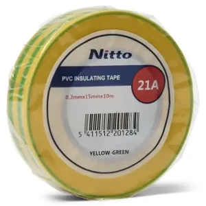 Gå ikke glip af tilbuddet | Nitto Elektrikertape NR.21, Isolerbånd gul/grøn 15MMX10M