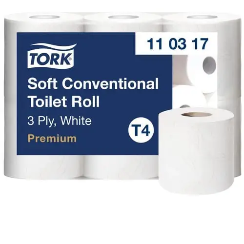 Populært valg | Tork T4 Toiletpapir Soft hvid 3-lag, 34,7 m/rulle, 42 ruller