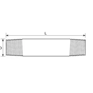 Dagens tilbud - Indura Nippelrør, sort, 30 mm længde, 3/8" udvendigt gevind